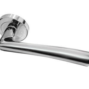 Opal Door Handles On Round Rose, Polished Chrome  (sold in pairs)