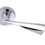Comet Door Handles On Round Rose, Polished Chrome  (sold in pairs)