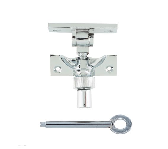 Lockable Brighton Sash Window Fastener, Polished Chrome