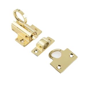 Fanlight Window Catch With Ring Pull (63mm), Polished Brass