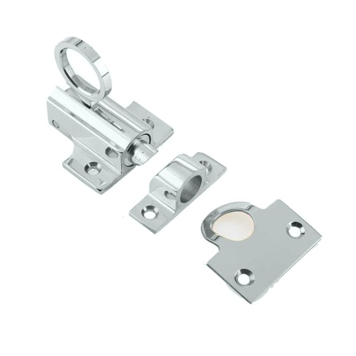 Fanlight Window Catch With Ring Pull (56mm x 36mm), Satin Chrome