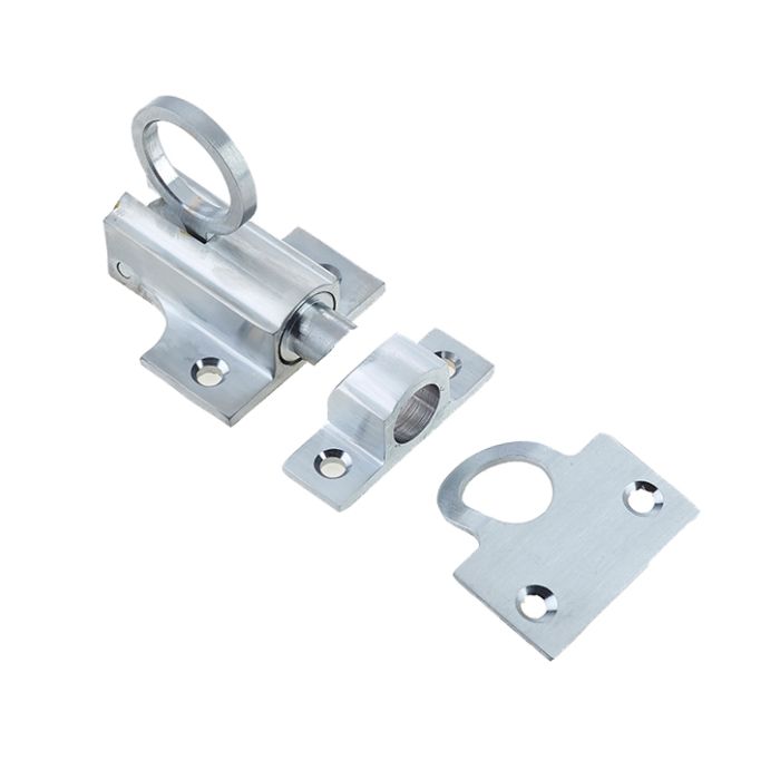 Fanlight Window Catch With Ring Pull (63mm), Satin Chrome