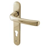 PVCu Lever Door Handles (220mm Backplate - 92mm C/C Euro Lock), PVD Stainless Brass