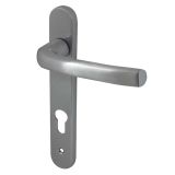 PVCu Lever Door Handles (220mm Backplate - 92mm C/C Euro Lock), Satin Chrome