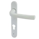 PVCu Lever Door Handles (220mm Backplate - 92mm C/C Euro Lock), White