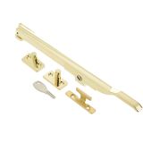 Lockable Casement Window Stay (10"), Polished Brass