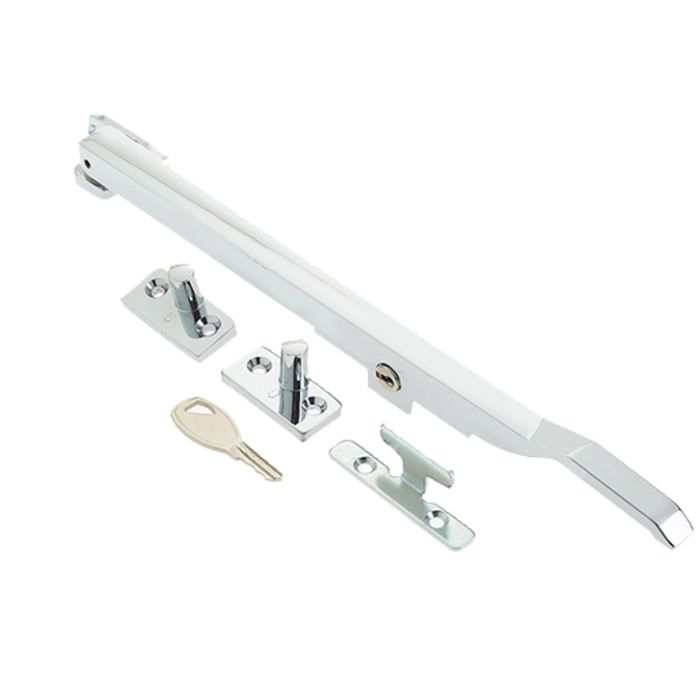 Lockable Casement Window Stay (10″), Polished Chrome