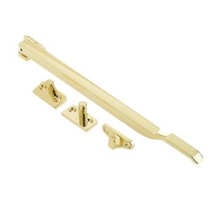 Non-Lockable Casement Window Stay (10″), Polished Brass