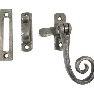Casement Fastener Hook & Mortice Plate, Pewter Finish