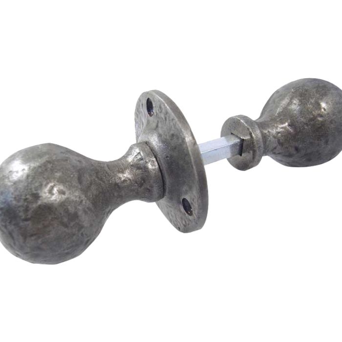Ball Shape Rim Door Knobs, Pewter Finish (Sold In Pairs)