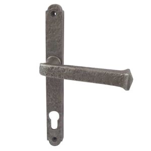 PVCu Lever Door Handles (240mm Backplate – 92mm C/C Euro Lock), Pewter