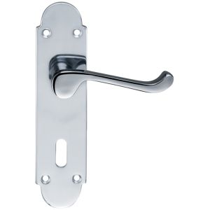 Project Range Oxford Door Handles On Backplate, Polished Chrome (sold in pairs)