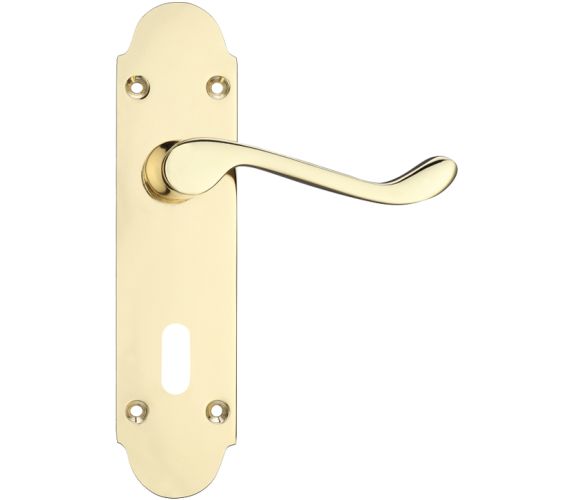 Project Range Oxford Door Handles On Backplate, Electro Brass (sold in pairs)
