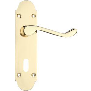Project Range Oxford Door Handles On Backplate, Electro Brass (sold in pairs)