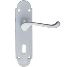 Project Range Oxford Door Handles On Backplate, Satin Chrome (sold in pairs)