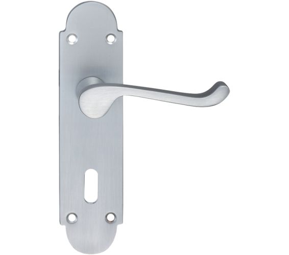 Project Range Oxford Door Handles On Backplate, Satin Chrome (sold in pairs)