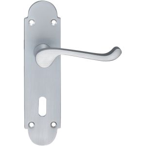 Project Range Oxford Door Handles On Backplate, Satin Chrome (sold in pairs)
