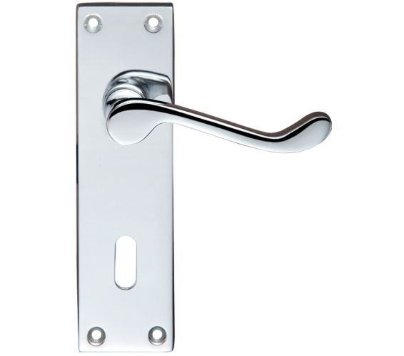 Project Range Victorian Scroll Door Handles On Backplate, Polished Chrome (sold in pairs)