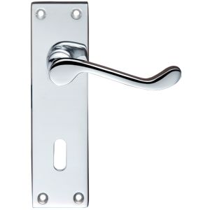 Project Range Victorian Scroll Door Handles On Backplate, Polished Chrome (sold in pairs)