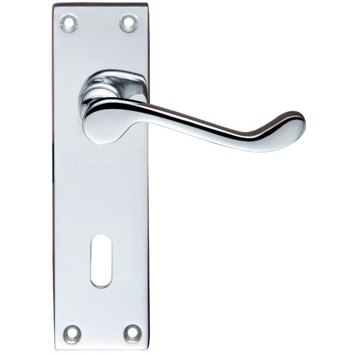 Project Range Victorian Scroll Door Handles On Backplate, Polished Chrome (sold in pairs)