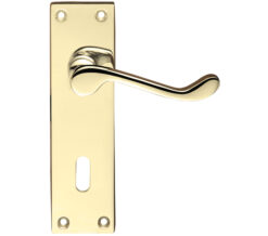 Project Range Victorian Scroll Door Handles On Backplate, Electro Brass (sold in pairs)