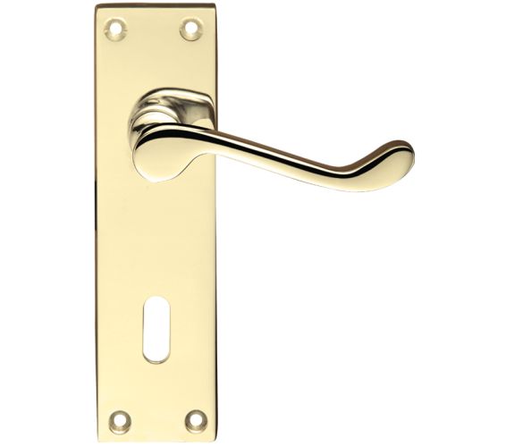 Project Range Victorian Scroll Door Handles On Backplate, Electro Brass (sold in pairs)