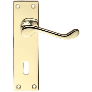 Project Range Victorian Scroll Door Handles On Backplate, Electro Brass (sold in pairs)