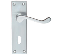 Project Range Victorian Scroll Door Handles On Backplate, Satin Chrome (sold in pairs)