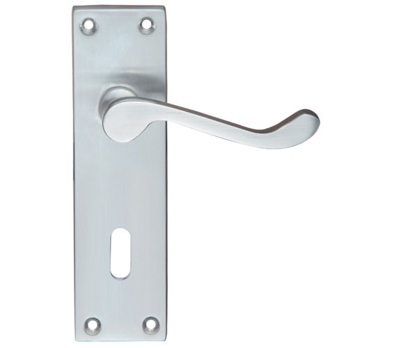 Project Range Victorian Scroll Door Handles On Backplate, Satin Chrome (sold in pairs)
