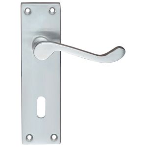 Project Range Victorian Scroll Door Handles On Backplate, Satin Chrome (sold in pairs)