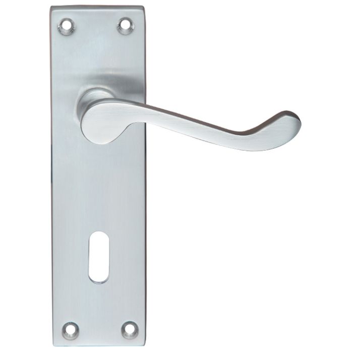 Project Range Victorian Scroll Door Handles On Backplate, Satin Chrome (sold in pairs)