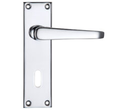 Project Range Victorian Flat Door Handles On Backplate, Polished Chrome (sold in pairs)
