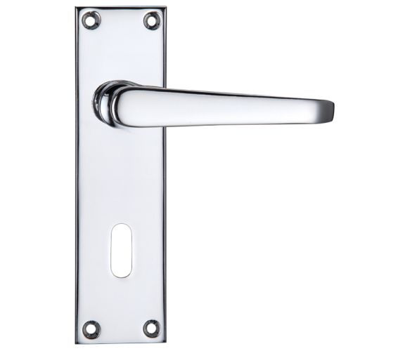 Project Range Victorian Flat Door Handles On Backplate, Polished Chrome (sold in pairs)