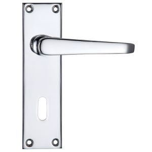 Project Range Victorian Flat Door Handles On Backplate, Polished Chrome (sold in pairs)