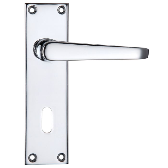 Project Range Victorian Flat Door Handles On Backplate, Polished Chrome (sold in pairs)