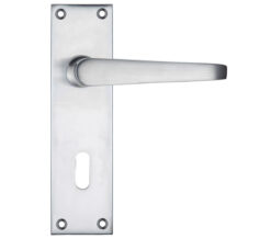 Project Range Victorian Flat Door Handles On Backplate, Satin Chrome (sold in pairs)