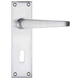 Project Range Victorian Flat Door Handles On Backplate, Satin Chrome (sold in pairs)