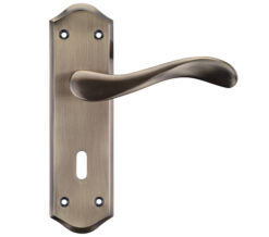 Project Range Asti Door Handles On Backplate, Florentine Bronze  (sold in pairs)