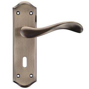 Project Range Asti Door Handles On Backplate, Florentine Bronze  (sold in pairs)