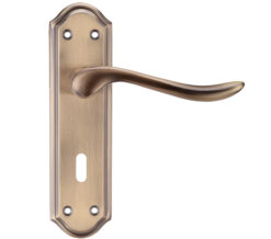 Project Range Lincoln Door Handles On Backplate, Florentine Bronze  (sold in pairs)