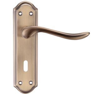 Project Range Lincoln Door Handles On Backplate, Florentine Bronze  (sold in pairs)