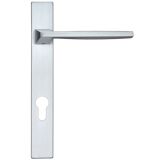 Pavo Euro Lock Multi Point Door Handles On Narrow 220mm Backplate, Satin Chrome (sold in pairs)