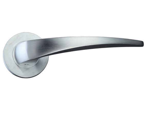 Cygnus Lever On Round Rose, Satin Chrome (sold in pairs)