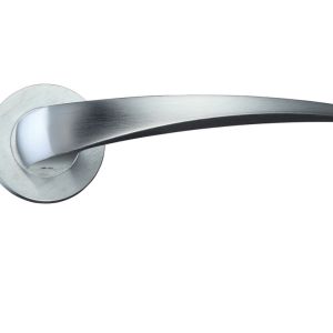 Cygnus Lever On Round Rose, Satin Chrome (sold in pairs)