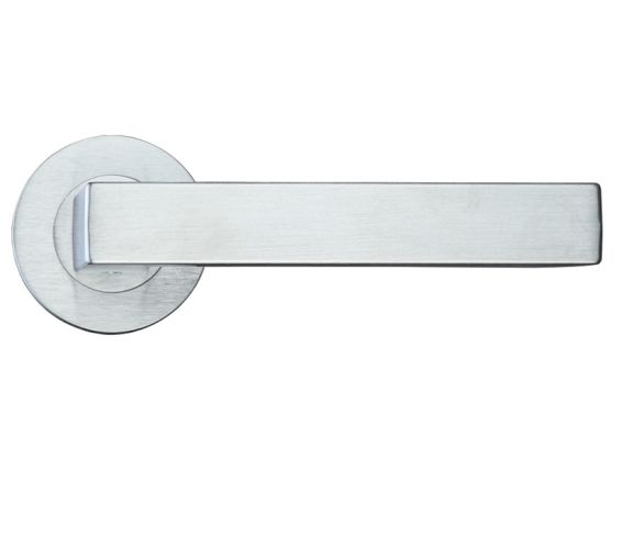 Mensa Lever On Round Rose, Satin Chrome (sold in pairs)