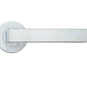 Mensa Lever On Round Rose, Satin Chrome (sold in pairs)