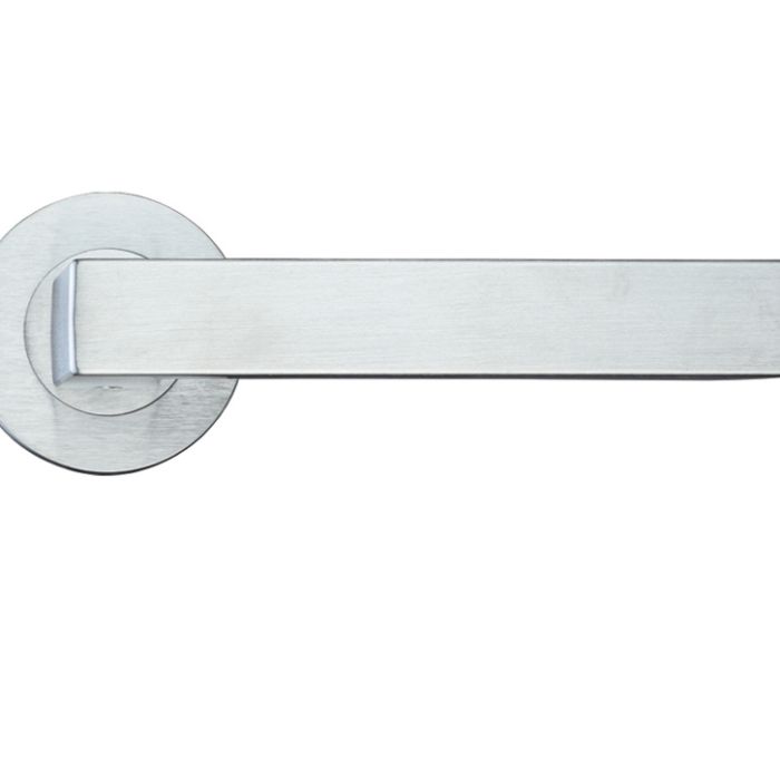 Mensa Lever On Round Rose, Satin Chrome (sold in pairs)