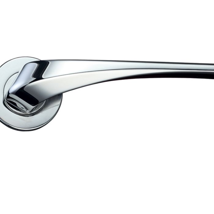 Aries Lever On Round Rose, Polished Chrome (sold in pairs)