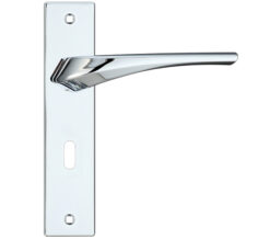 Aries Door Handles On Backplate, Polished Chrome (sold in pairs)