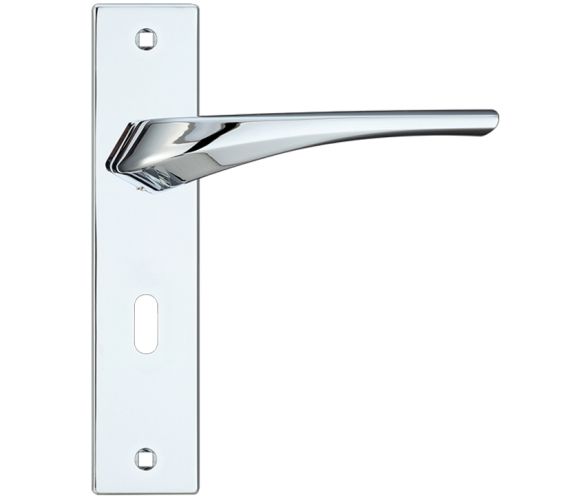 Aries Door Handles On Backplate, Polished Chrome (sold in pairs)